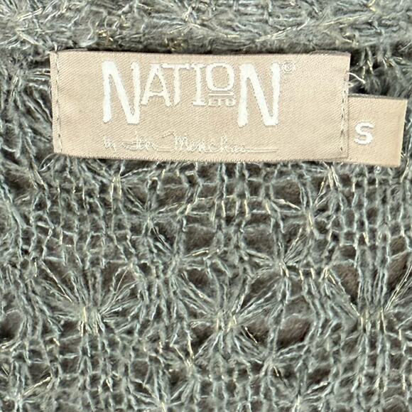 Nation LTD Revolve Gray Gold Sparkle Open Knit Half Dolman Sleeve Sweater size S - Picture 4 of 10